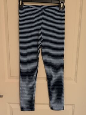 Light Blue and Navy Striped Kids Leggings